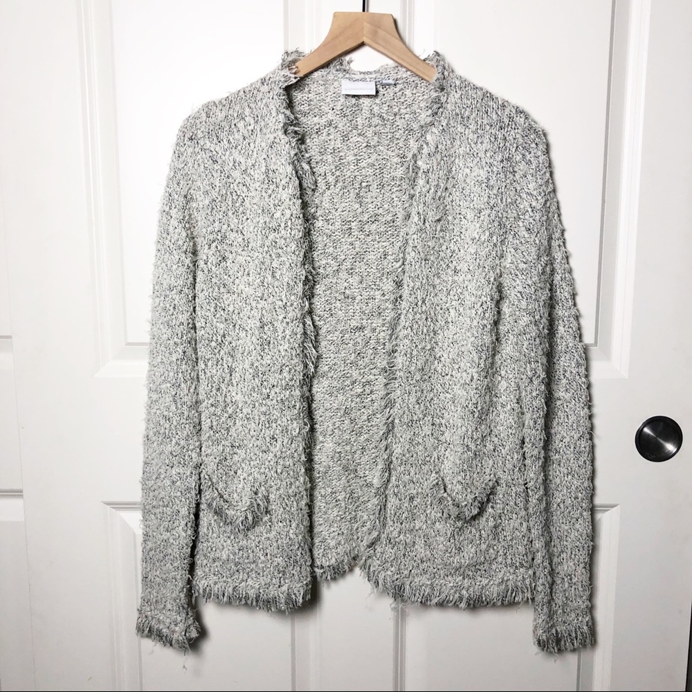 Anthropologie Fuzzy Fringe Open Cardigan FLAW